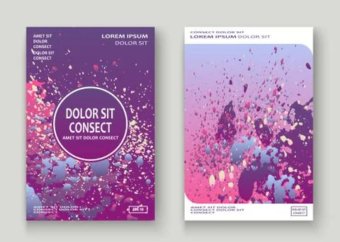 Neon explosion paint splatter artistic cover design. Fluid viole イラスト素材