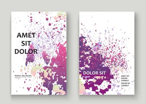 Neon explosion paint splatter artistic cover design. Fluid viole Stock Illustration