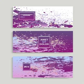Neon explosion paint splatter artistic cover design. Fluid viole Stock Illustration