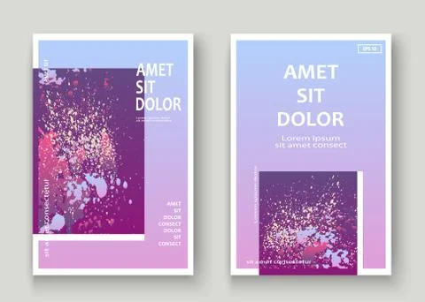 Neon explosion paint splatter artistic cover design. Fluid viole Stock Illustration