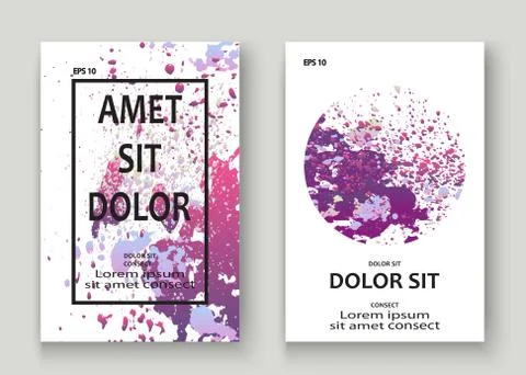 Neon explosion paint splatter artistic cover design. Fluid viole イラスト素材