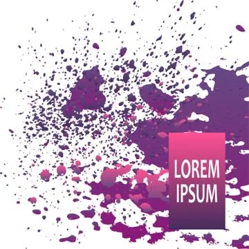 Neon explosion paint splatter artistic cover design. Fluid viole Stock Illustration