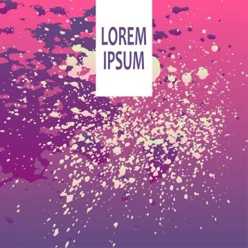 Neon explosion paint splatter artistic cover design. Fluid viole Stock Illustration