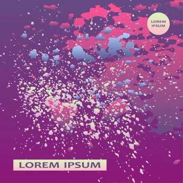 Neon explosion paint splatter artistic cover design. Fluid viole Stock Illustration