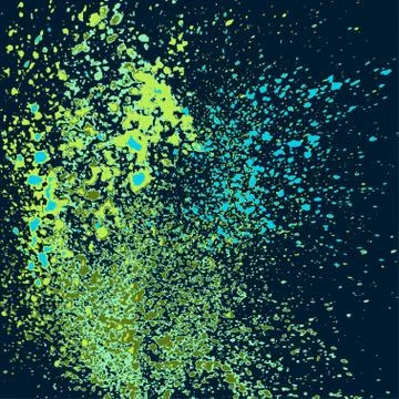 Neon explosion paint splatter artistic cover frame design. Decorative green s Stock Illustration
