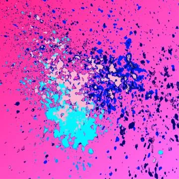 Neon explosion paint splatter artistic template design. Colorful ink texture  Illustrazione stock