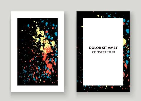 Neon explosion paint splatter artistic cover frame design. Decorative colorfu Stock Illustration