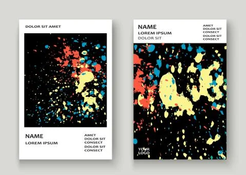 Neon explosion paint splatter artistic cover frame design. Decor Stock Illustration