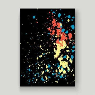 Neon explosion paint splatter artistic cover frame design. Decorative colorfu Stock Illustration