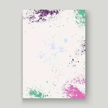 Neon explosion paint splatter artistic cover frame design. Decorative dust sp Stock Illustration