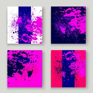 Neon explosion paint splatter artistic cover frame design. Decorative dust sp Stock Photos