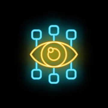 Neon eye scanning data points in futuristic style Stock Illustration