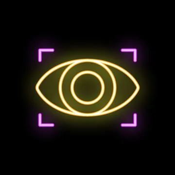 Neon eye scanning system capturing iris with laser beams Stock Illustration