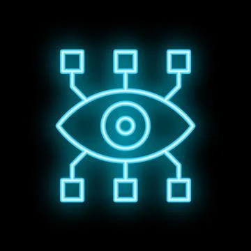 Neon eye symbol representing data analysis and vision Stock Illustration