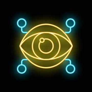Neon eye symbolising concept of machine learning Stock Illustration