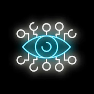Neon eye symbolising machine learning concept 스톡 일러스트