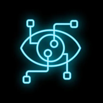 Neon eye symbolising machine learning and ai development Stock Illustration