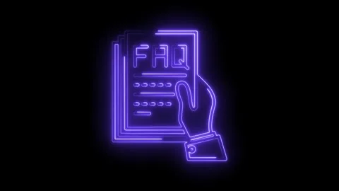 Neon faq document in hand graphic style animation glowing isolated on black Stock Footage 316672908