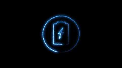 Neon fast charging battery, Thunder bolt icon Animation 스톡 동영상 321011941