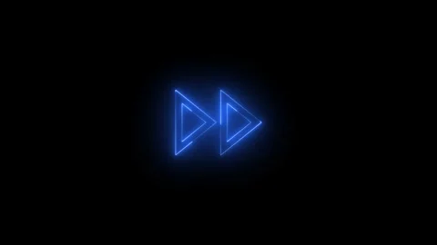Neon fast forward icon glowing black background animation Video stock 289469596