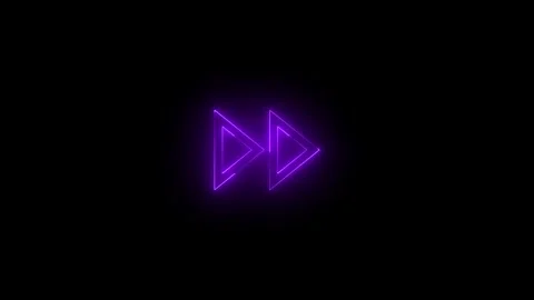 Neon fast forward icon glowing black background animation Video stock 289469633