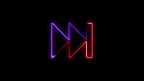 Neon fast forward icon in red and purple on black background a stylized arrow 스톡 동영상 334735439