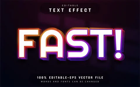 Neon fast text effect editable Stock Illustration