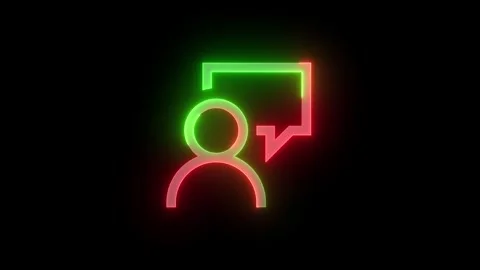 Neon feedback icon green red color glowing animation black background Stock Footage 270209983