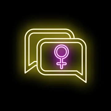 Neon female symbol message bubbles communicating gender Stockillustratie