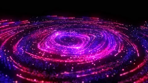 Neon field flow. Glowing purple and blue lines and light particles Stock Footage 112284031