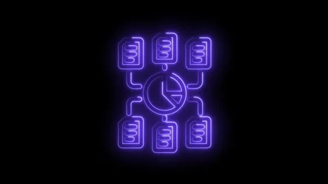 Neon file data report animation representing big data analytics on black ba.. Stock Footage 312309210