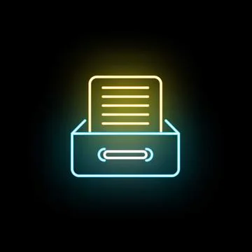 Neon file drawer holding document concept 스톡 일러스트