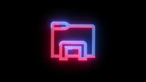 Neon file explorer icon blue red color g... | Stock Video | Pond5