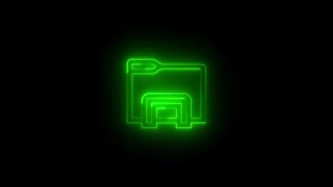 Neon file explorer icon glowing black ba... | Stock Video | Pond5