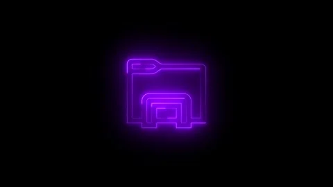 Neon file explorer icon glowing black ba... | Stock Video | Pond5
