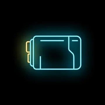 Neon file folder icon representing digital storage Stock Illustration