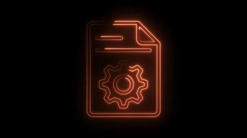 Neon file setting icon animation on black background technical document 動画素材 322975246