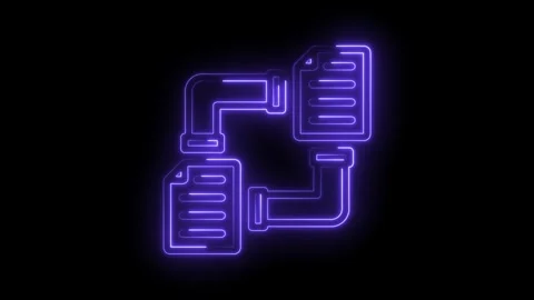Neon file sharing animation data transfer icon cyber technology network exc.. Stock Footage 346003190