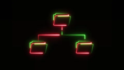 Neon file Sharing Network icon animation isolated on black background Stock Footage 321478487