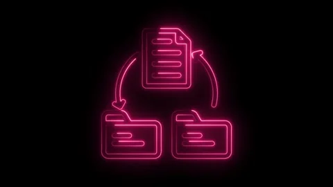 Neon file transfer animation seamless loop data migration backup and sync c.. Stock Footage 346001810