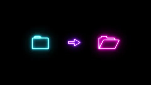 This neon file transfer icon representing digital file exchange between and.. Stock-Footage 334131587