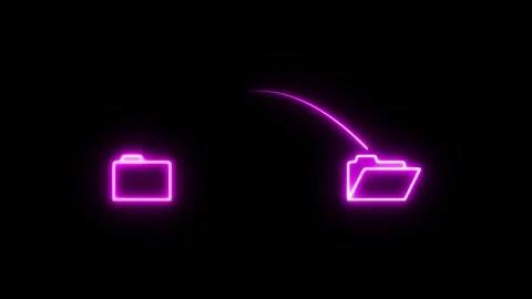 This neon file transfer icon representing digital file exchange between and.. Stock-Footage 334131589