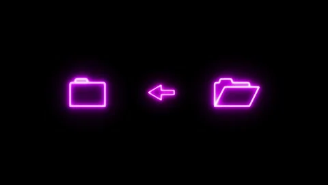 This neon file transfer icon representing digital file exchange between and.. Stock Footage 334131592
