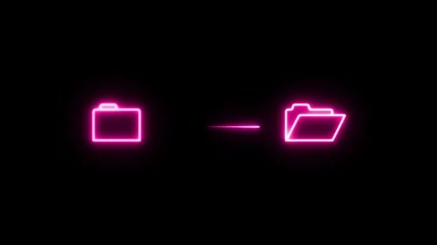 This neon file transfer icon representing digital file exchange between and.. Stock Footage 334131604