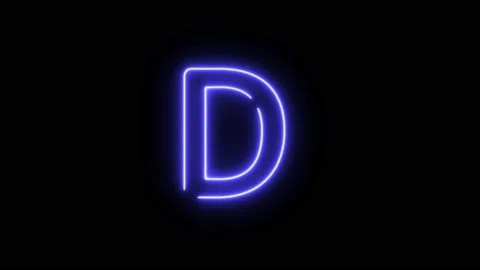 Neon Fill Blue Text Animation written on black background Alphabet D Stock Footage 171398459