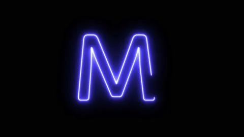 Neon Fill Blue Text Animation written on black background Alphabet M Stock Footage 171398503