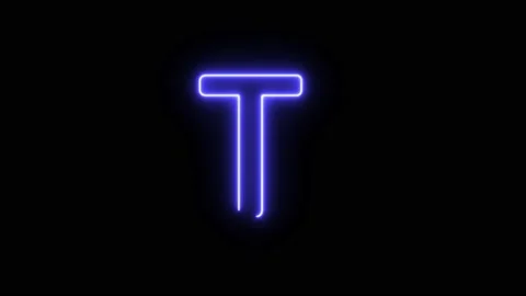 Neon Fill Blue Text Animation written on black background Alphabet T Stock Footage 171399646