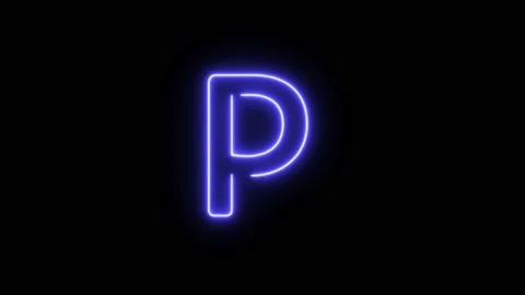 Neon Fill Blue Text Animation written on black background Alphabet P Stock Footage 171399649