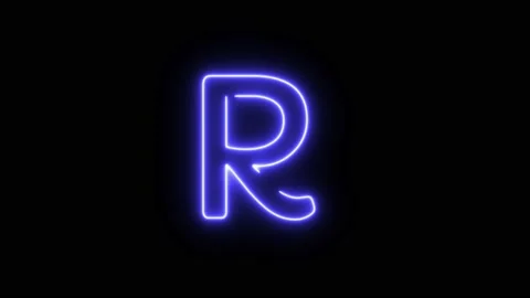 Neon Fill Blue Text Animation written on black background Alphabet R Stock Footage 171399650