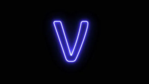 Neon Fill Blue Text Animation written on black background Alphabet V Stock Footage 171399666